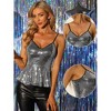 INSPIRE CHIC Women's Spaghetti Strap V Neck Sparkle Ruffles Peplum Camisoles - image 2 of 4