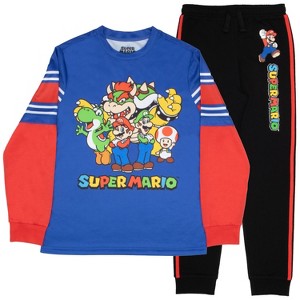 Super Mario, Luigi and Bowser Little Boys 2 Piece Long Sleeve T-Shirt and Jogger Pants Set - 1 of 4