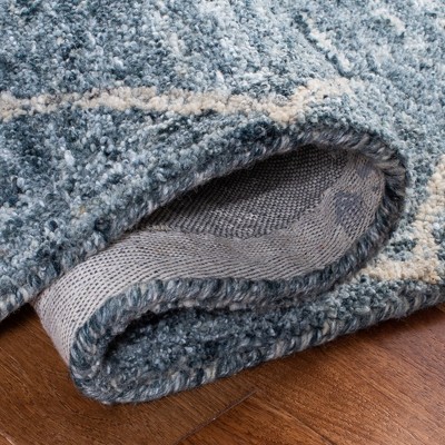 Hand-Loomed Artisan Blue Wool Rug, 4' x 6', Transitional Tufted Design