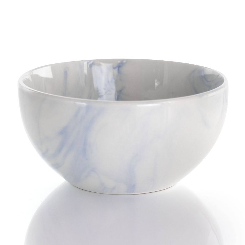 16pc Stoneware Fine Marble Dinnerware Set Blue/White Blue/White - Elama, 4 of 10