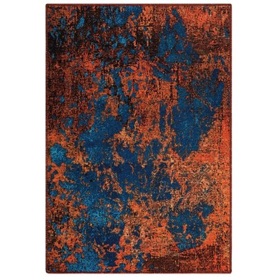 Washable Modern Abstract Rug Non Slip Low Pile Rug Soft Throw Floor Cover Foldable Indoor Carpet for Living Room Bedroom