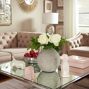 Ceramic Glam Vase - Textured Decorative Flower Vase for Home, Office, Bedroom & Living Room Decor - Modern Elegant Centerpiece Accent - 1 of 4