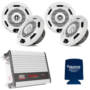 MTX 2 Pairs of WET65-W Wet Series 6.5" Coax Speaker - White, and MTX WET75.2 100W x 2 @ 2Ω Marine Amplifier - 1 of 4