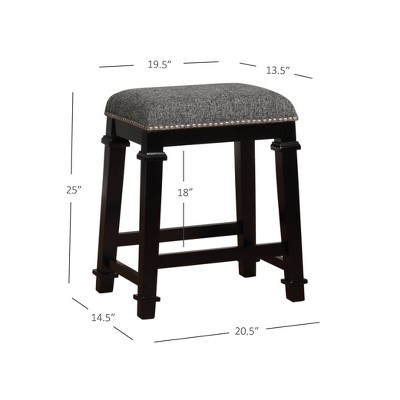 Kennedy Black Wood and Tweed Backless Counter Stool