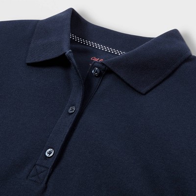 Cat & Jack Girls' Long Sleeve Interlock Uniform Polo Shirt - Cat & Jack™ Blue M — фото 2