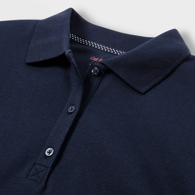Girls' Long Sleeve Interlock Uniform Polo Shirt - Cat & Jack™, 4 of 5