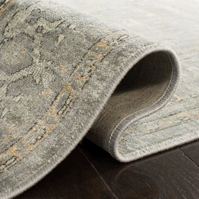 Elegance Redefined Hand-Knotted Viscose Area Rug - Gray, 6'7" x 9'2"