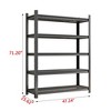 71 Inch H Black 5-Tier Adjustable Metal Shelves Suitable For Tool Rooms Garages Supermarkets - 2 of 4