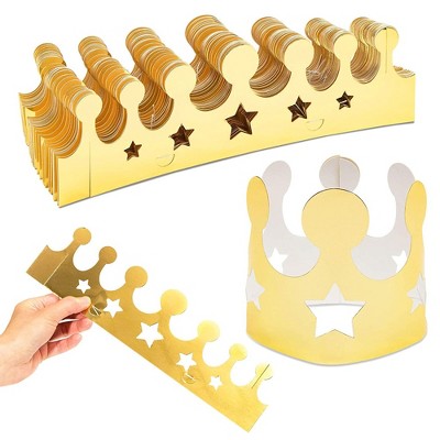 Blue Panda 48 Pack Mini Birthday Hats for Kids, Gold Foil Birthday Crowns for Birthdays, Photo Props, 3 x 3 In