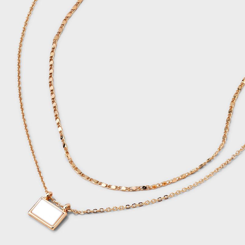 Gold Mop Rectangle 2 Row Necklace - A New Day&#8482; Gold, 5 of 6