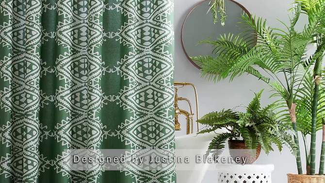 Aisha Shower Curtain Green - Jungalow by Justina Blakeney, 2 of 7, play video