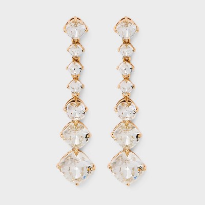 Crystal Cascade Drop Earrings - Gold