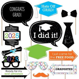 Big Dot of Happiness Hats Off Grad - 2025 Graduation Party Photo Booth Props Kit - 20 Count - 1 of 4