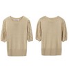 Womens Short Sleeve Lightweight Sweaters Crewneck Knit Pullover Tops with Crochet Sleeve Casual Crochet Blouse Shirt for Spring, Summer - 4 of 4