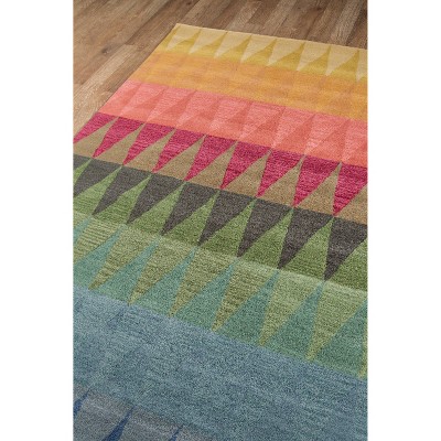 Handmade Multi Red Geometric Wool 5' x 8' Area Rug