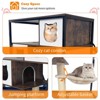 Cat Litter Box Enclosure Furniture with Barn Door & Metal Frame, Hidden Litter Box Furniture with Condo Hammock Scratching Mat, Brown - 4 of 4