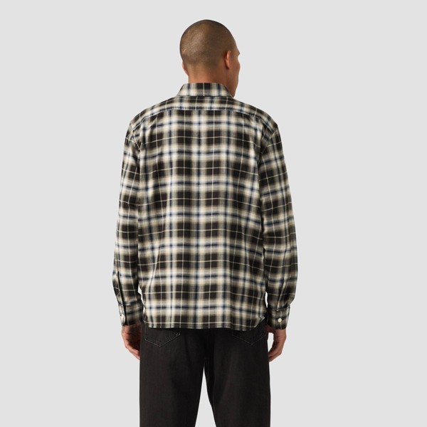 Camisa de vestir de manga larga, corte relajado, cuadros, para hombre, con botones 4