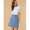 Allegra K Women's Elastic Back Short Button Down Denim Skirts with Pockets - 2 of 4