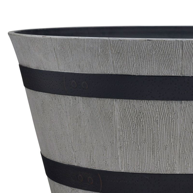 Southern Patio HDR-055457 Resin Whiskey Barrel Indoor Outdoor Garden Planter Pot for Vegetables, Trees, Plants, and Flowers, Gray, 4 of 8
