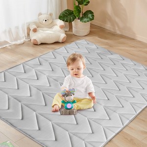 Biloban-Playmat Baby, Playmat Foam,Playpen Mat - Large Padded Foam Tummy Time Activity Mat for Infant & Toddler,Bamboo Muslin Surface - 1 of 4