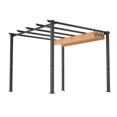 GDFStudio Jamie Patio  Aluminum Pergola with Retractable Canopy