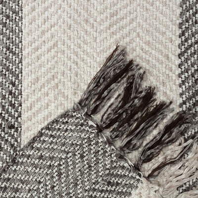 Taupe and Cream Knitted Chenille Throw Blanket with Fringe