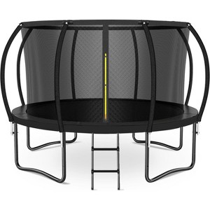 Zevemomo 12FT Trampoline with Safety Net & Ladder, ASTM Approved. Outdoor Pumpkin Trampoline for Kids & Adults with Coating Metal Frame£¬black - 1 of 4