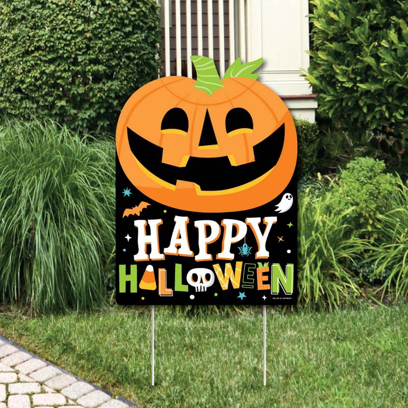 Big Dot of Happiness Jack-O'-Lantern Halloween - Party Decorations - Kids Halloween Party Welcome Yard Sign, 1 of 9