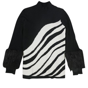 Alfani Womens Zebra Print Pullover Sweater - 1 of 2