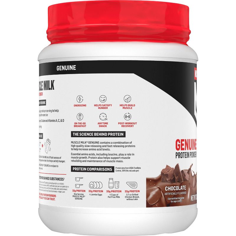 Muscle Milk Genuine Protein Powder - Chocolate - 30.9oz, 3 of 7