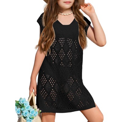 Girls' V - Neck Knit Casual Cover - Up Dress, Short - Sleeve Loose Fit Summer Top