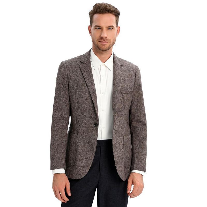Men's Sport Coats & Blazers Linen Suit Jacket Casual Blazer for Men One Button, 1 of 6