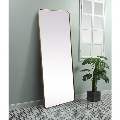 Brass Framed Full Length Rectangular Bathroom Mirror