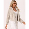 INSPIRE CHIC Women's Collar Warm Winter Outwear Cropped Faux Fur Fluffy Coat - 3 of 4