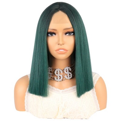 Unique Bargains Women's Medium Long Straight Hair Lace Front Wigs with Wig Cap 14" 1PC