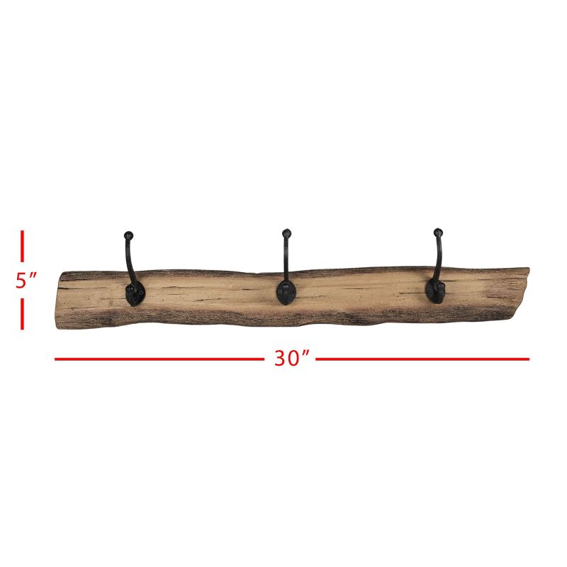 Natural Wood & Metal Wall Hanger with 3 Hooks - Foreside Home & Garden, 6 of 8