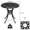WhizMax 30.25" Round Cast Aluminum Patio Bistro Table, Bistro Table with Umbrella Hole, Outdoor Side Table for Porch, Backyard, Balcony, Black - 3 of 4