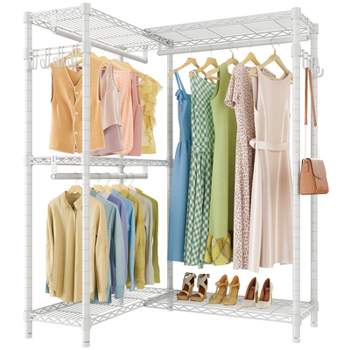 Rosas 5 Tiers Wire Garment Rack Heavy Duty Clothes Rack , Wardrobe Closet Storage Rack, V6 White The Twillery Co.