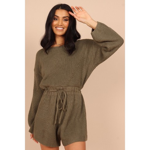 Petal And Pup Women's Sloane Sweater Romper - Olive S/m : Target