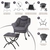 GustoWave Comfy Armchair with Folding Footstool, Velvet Upholstered Lounge Reading Chair for Adults, Compact Accent Furniture - 4 of 4