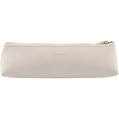 Fmeida Pencil Bag Pen Case Cosmetic Pen Pencil Stationery Pouch Bag Case/PU Leather Small Pencil Apricot