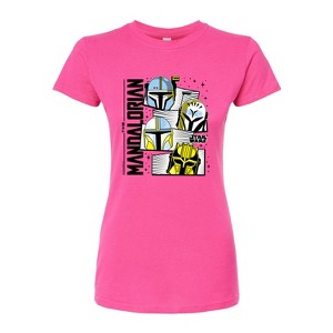 Women's - Star Wars - The Mandalorian Mando Helmet Grid Fitted Graphic T-Shirt - 1 of 3