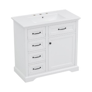 Dexmalle 36-Inch Bathroom Freestanding Vanity with Multi Storage - 1 of 4