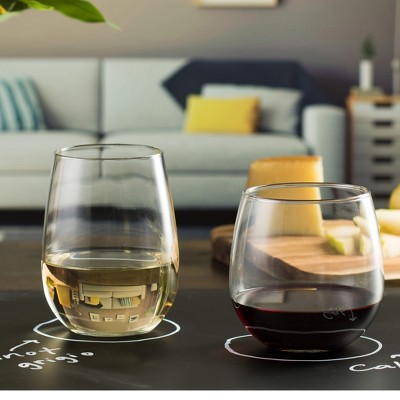 Libbey Clear Stemless 12-Piece Wine Glass Set for Red and White Wines
