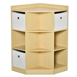 HOMCOM Wooden Kids Cabinet Freestanding Corner Storage Drawer Toys Clothes Books Organizer Dresser Children Bookcase Display Shelf Wardrobe for Bedroom with Anti-toppling Hardware Drawers - 1 of 4