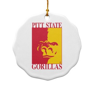 Pittsburgh State University Primary Logo Porcelain Scalloped Holiday Christmas Tree Ornament  2.8" (7.1 cm) - 1 of 4