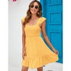 Clearlove Women's Summer Square Neck Tie Back Ruffle Sleeve Tiered A-Line Short Mini Dress - 2 of 4
