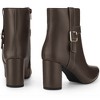 BLISSFUL STEP Women's Pointed Toe Block Chunky Heel Buckle Decor Ankle Boots - 2 of 4