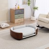 Spassway 11"H*27"W*39"L Oval Velvet Pet Bed with Cushion Solid Wood Frame Dog Bed for Medium and Large Dogs Comfy Dog Couch Sofa for Dogs Cats - 3 of 4