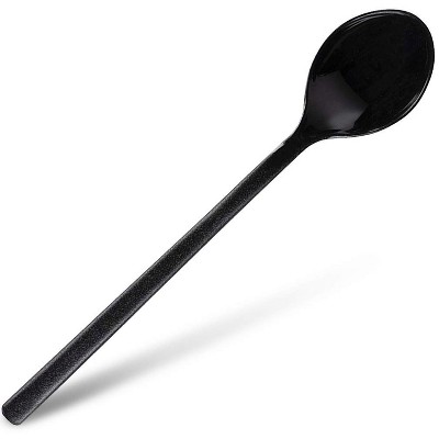 150 Mini BPA-Free Plastic Black Tasting Spoons for Ice Cream Dessert, 4"x0.7"